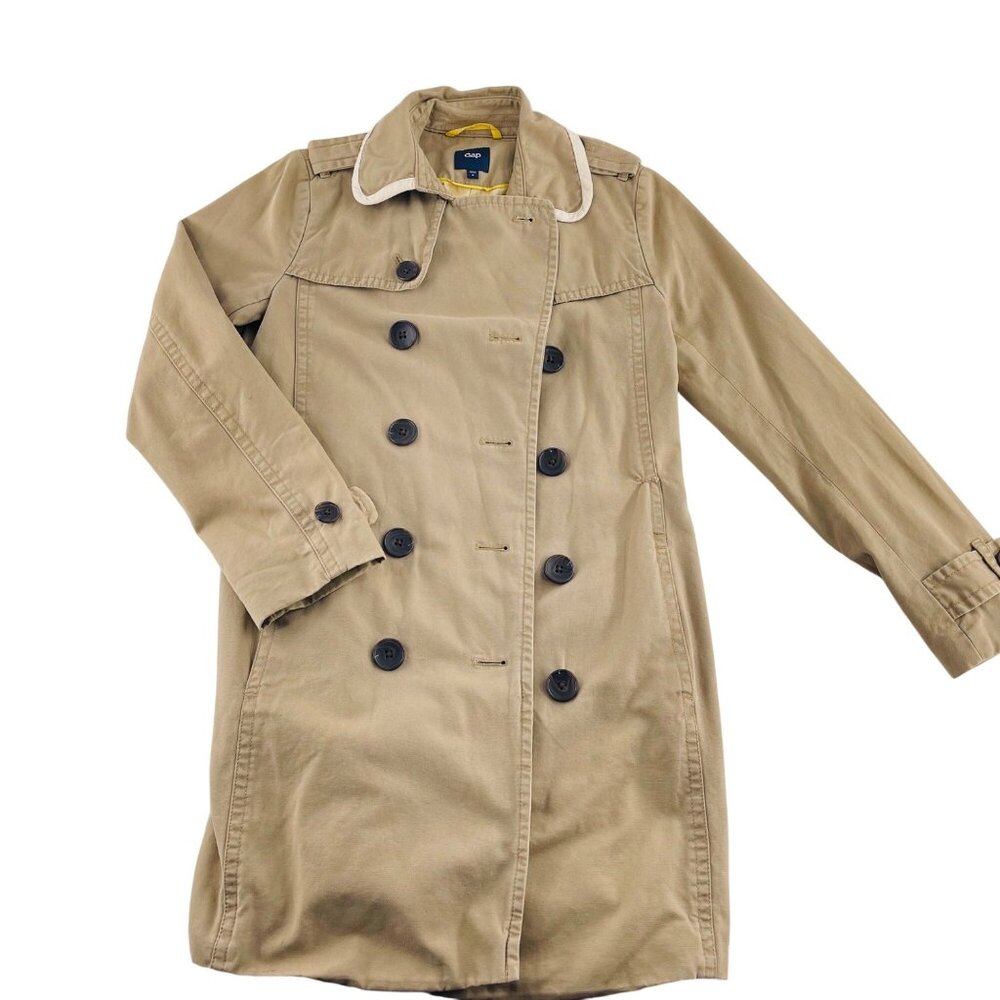 Gap Womens Double-Breasted Trench Coat With Contrast Collar Size Small‎